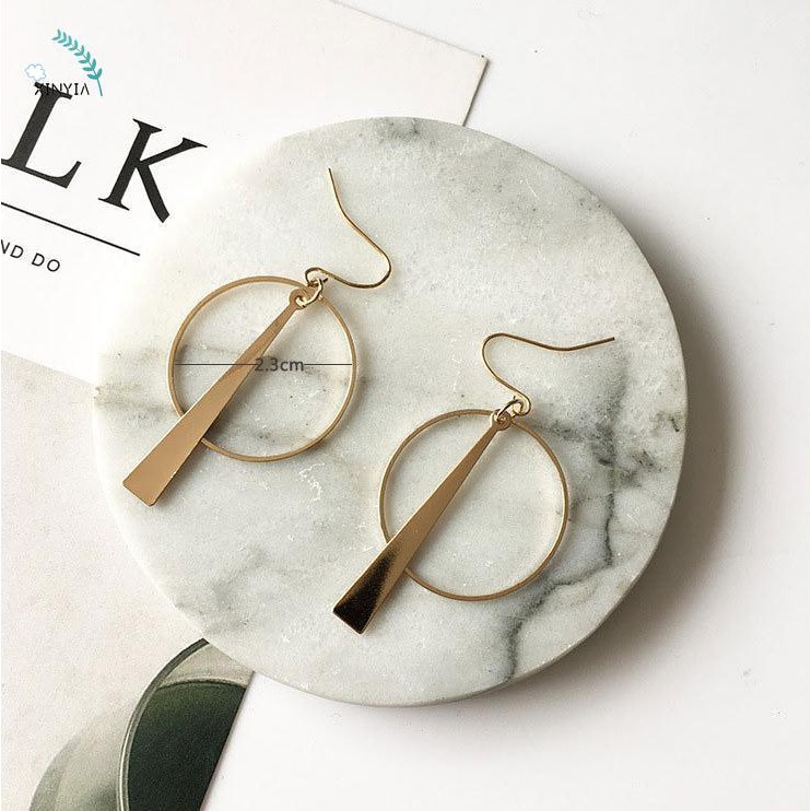 Anting Panjang Gaya Korea Retro Bentuk Geometri untuk Wanita
