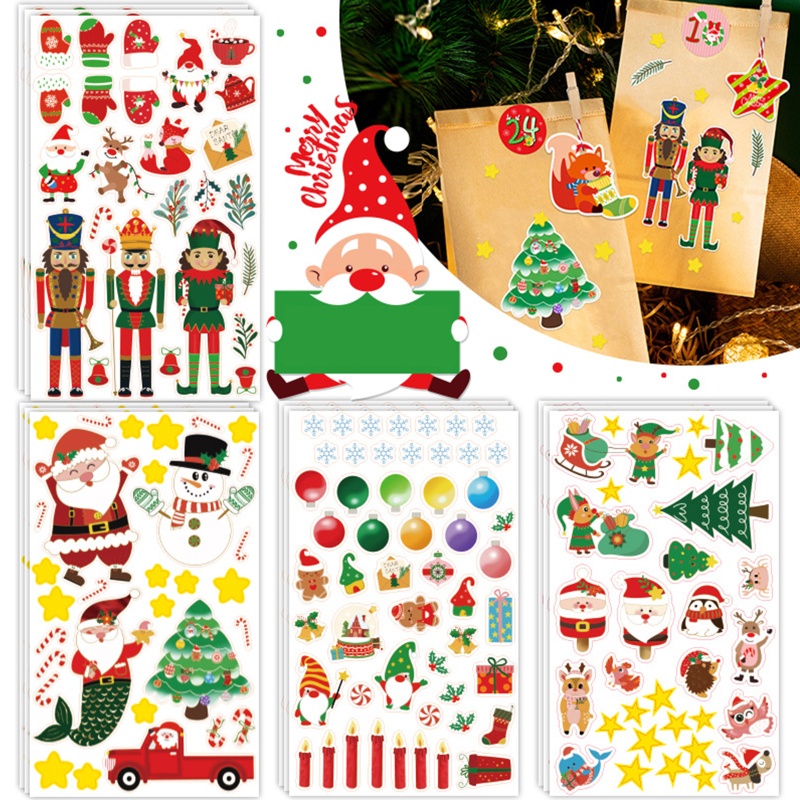 Zzz 4pcs / Set Stiker Motif Santa Claus / Snowman Natal Untuk Anak / Dewasa