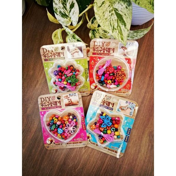 DIY Merangkai Gelang - Hand Made Wood Beads Set