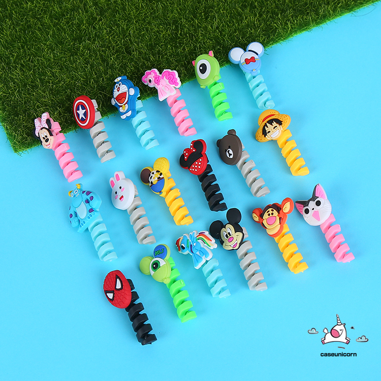 1pc Pelindung Kabel Data/Charger Usb Bentuk Spiral Motif Kartun