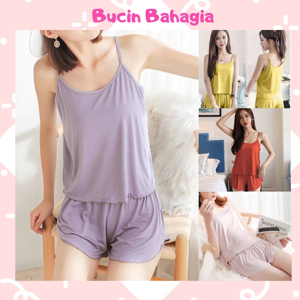 Baju Tidur Camisole Kamisol Kekinian Set TankTop Set BT08