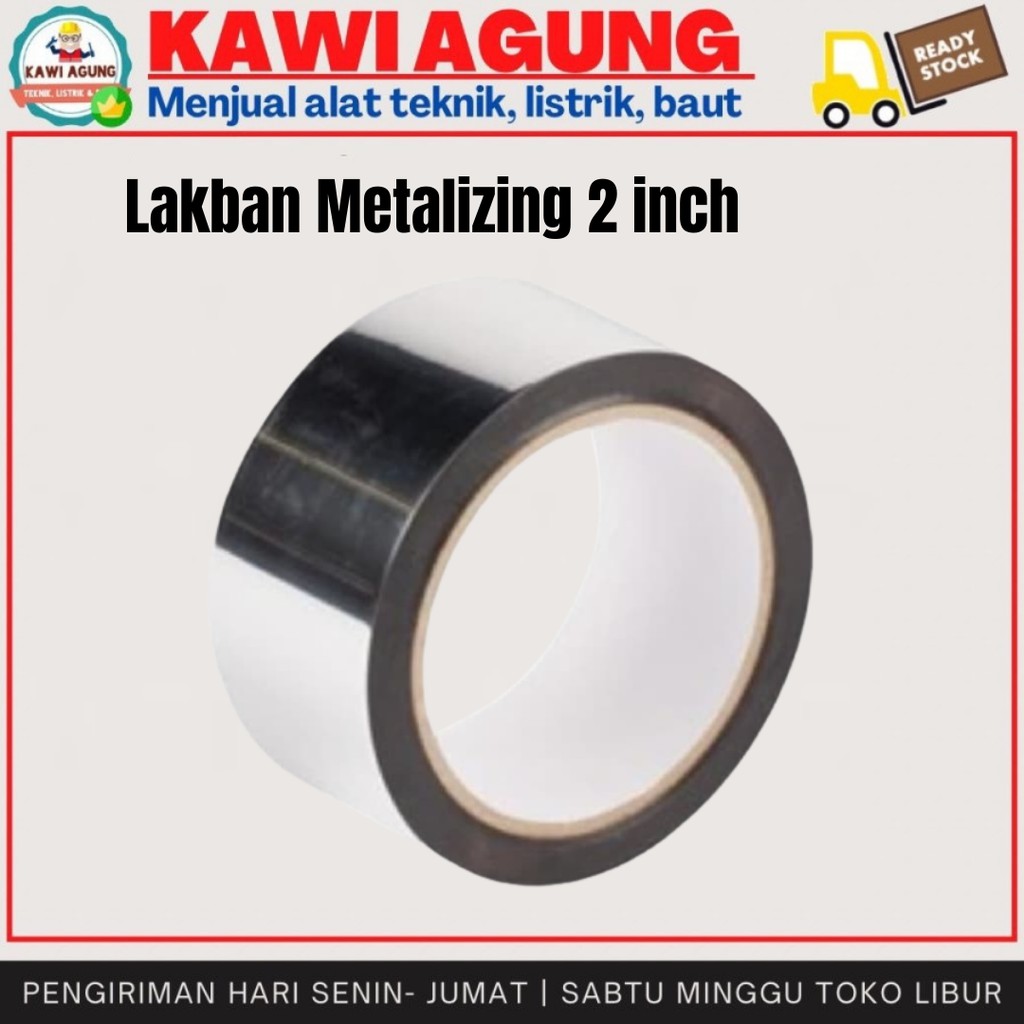 LUCKY TAPE Lakban Metalizing / Lakban Ac 2 inchi 48 Mm Isolasi Pipa AC Original Kawi Agung Cikarang