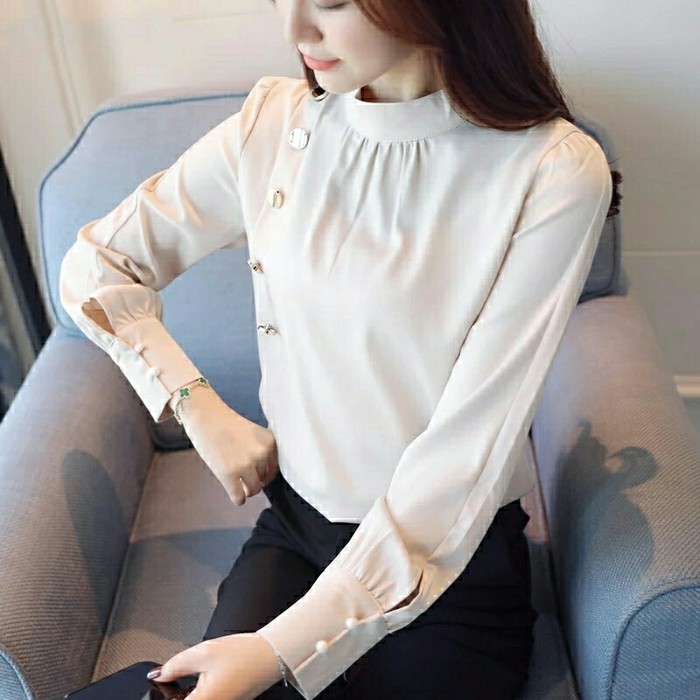 PROMO ATASAN PAKAIAN WANITA REMAJA Baju blouse azkia putih fashion baju perempuan PESTA NATAL KANTOR