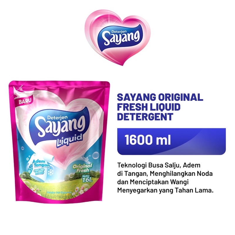 Detergen sayang liquit (cair) Rose, lavender, original fresh 1,600ml