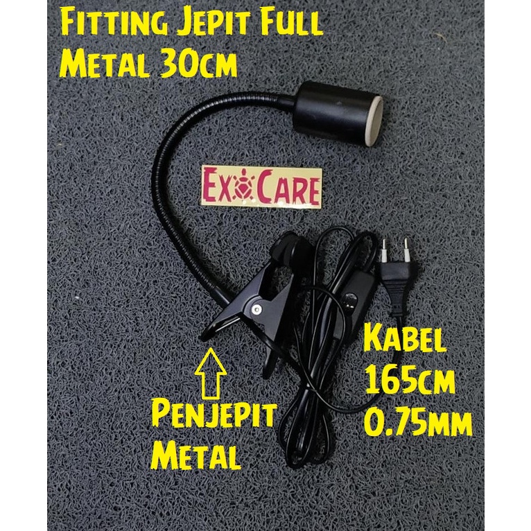 Fitting Lampu Jepit 30cm Premium FULL METAL Sulcata Aldabra Gecko Kadal Bearded Dragon