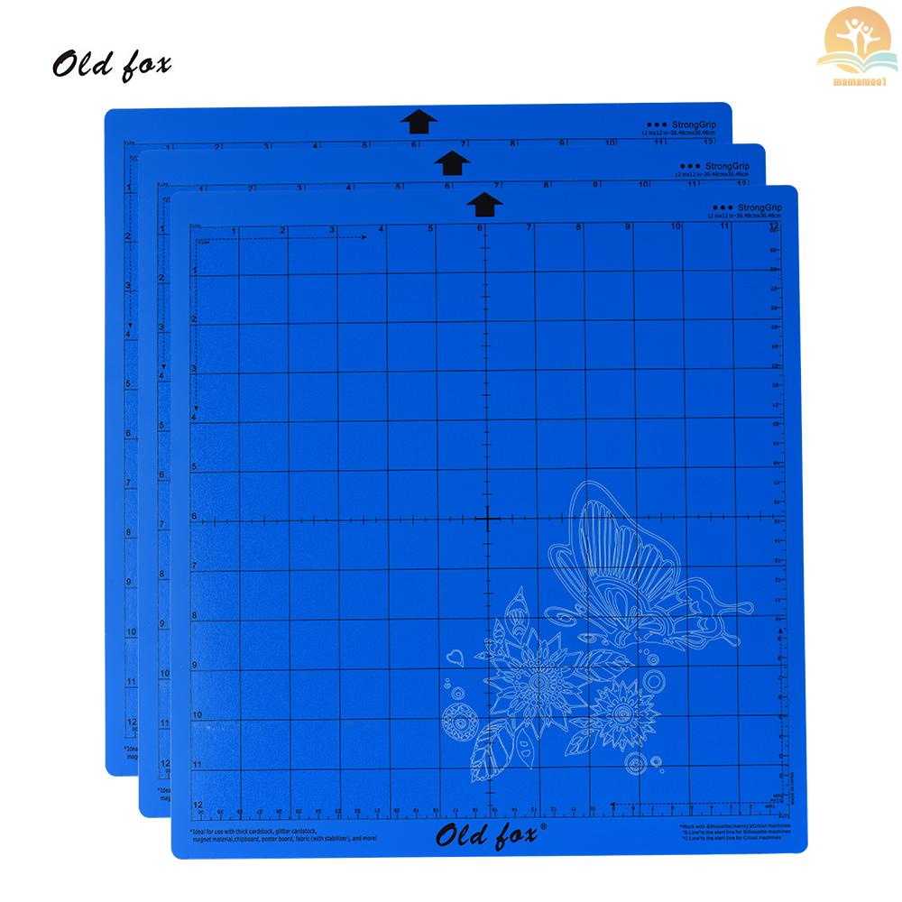 OLD FOX 3Pcs 12*12Inch Replacement Cutting Mat StrongGrip/StandardGrip/LightGrip Adhesive Non-Slip Gridded Cutting Mats Compatible with Silhouette Cameo Cricut Cutting Machine