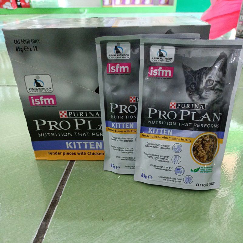 Proplan sachet kitten chiken 85g/ Proplan pouch kitten chiken/ makanan saset kucing