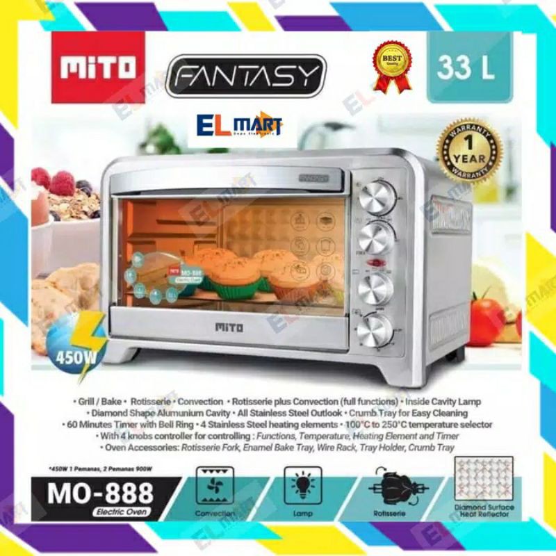 Oven listrik MITO Fantasy 2  33L MO 888 - MO888 33 Liter Fantasy2  (KHUSUS EXPEDISI)