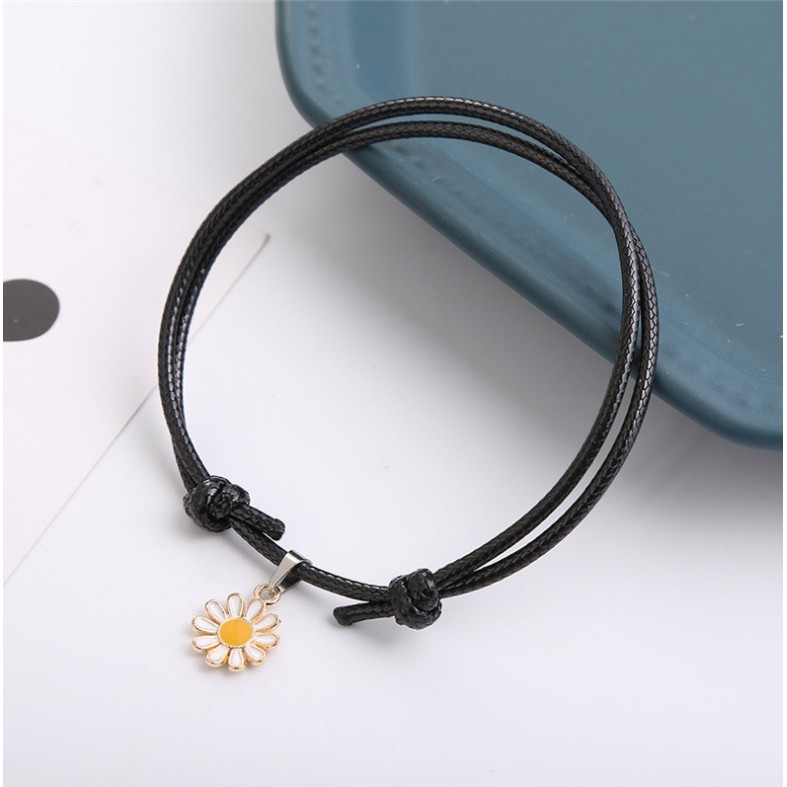 Gelang Tali Kulit Impor Bunga DAISY SAKURA Gaya Punk HipHop Korea Fashion ANTI AIR Pria Wanita