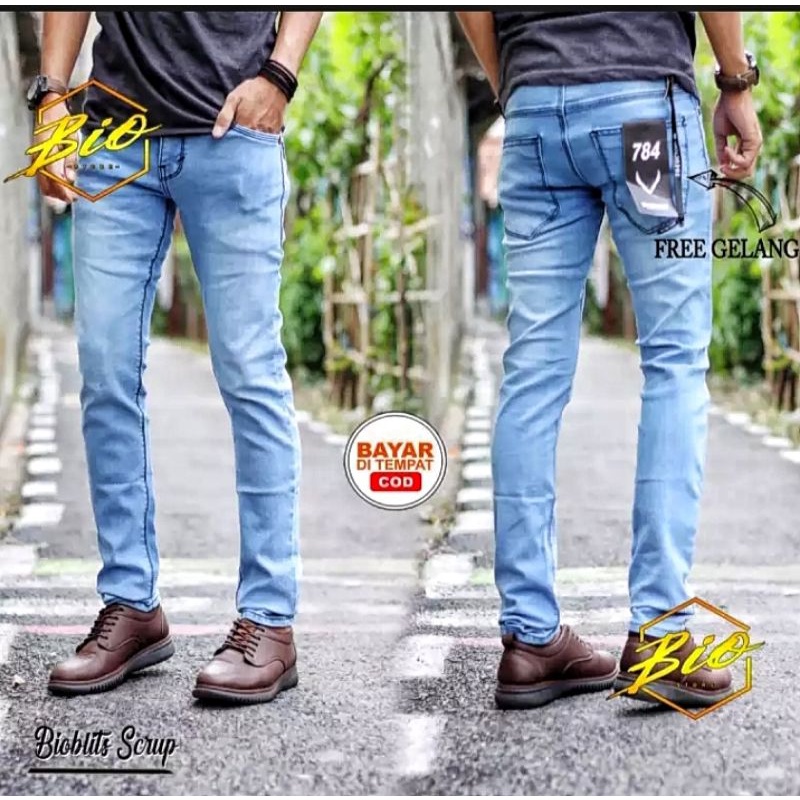 celana jeans TERLARIS panjang skinny semi slimfit fifteen cowo/cowok/pria murah dan grosir