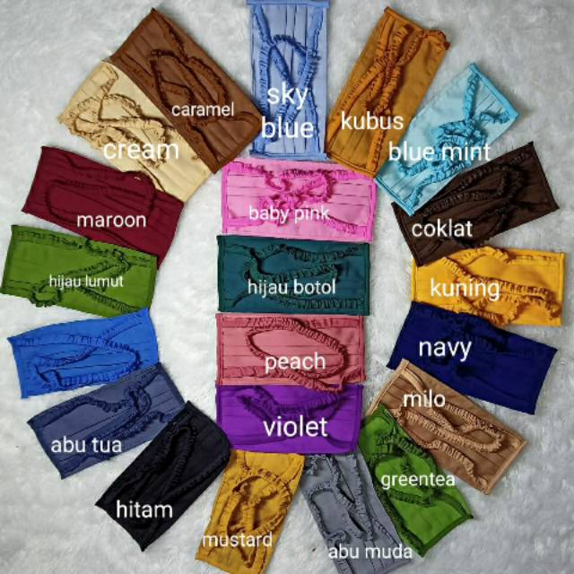 Masker kain tali karet hijab serut instan