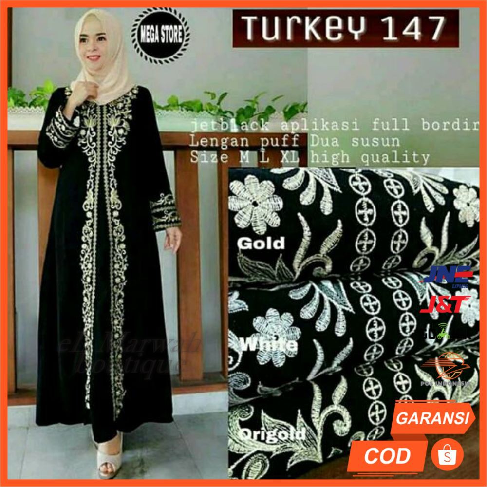 Gamis Turki Bordir Zephy GAMIS HITAM eLMarwah AA26 baju haji