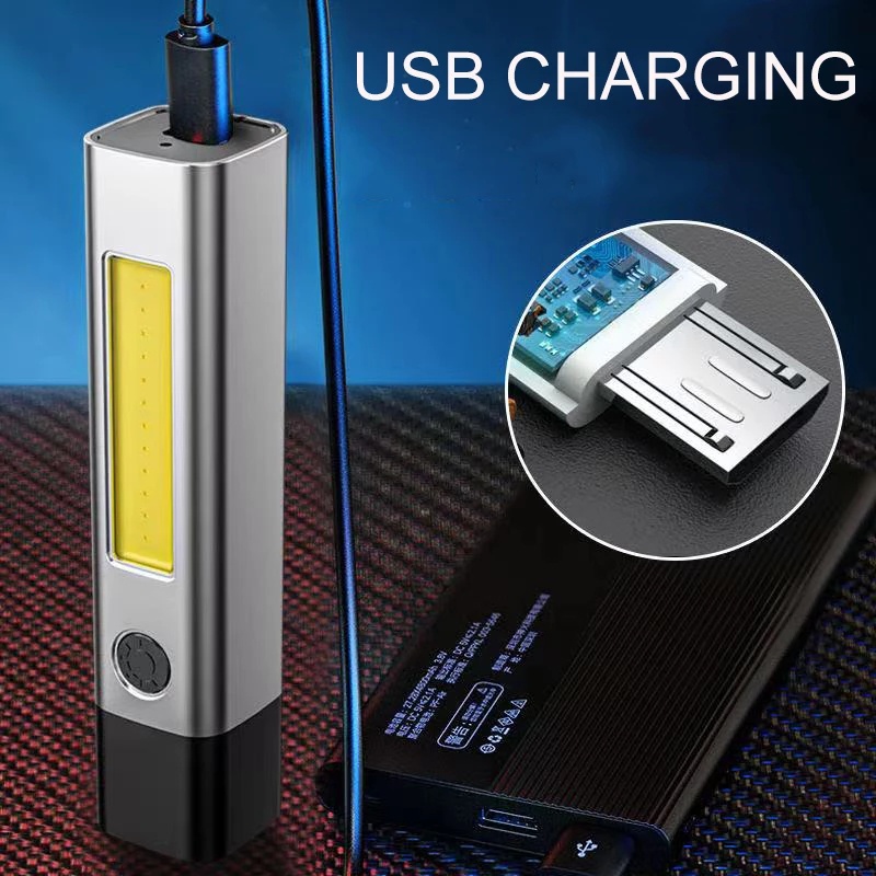 Lampu Senter Led Cob Mini Portable Usb Rechargeable Anti Air Untuk Hiking / Camping / Outdoor