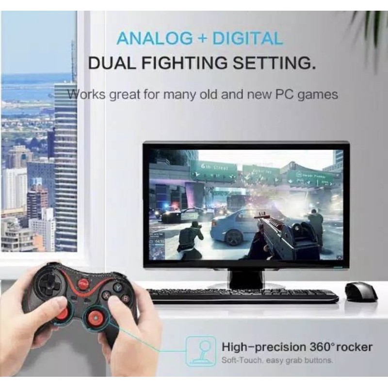 X3/T3 gamepad android tv bluetooth wireless murah/Joystick Gaming Mini Controller For Android Smartphone - HITAM- T3