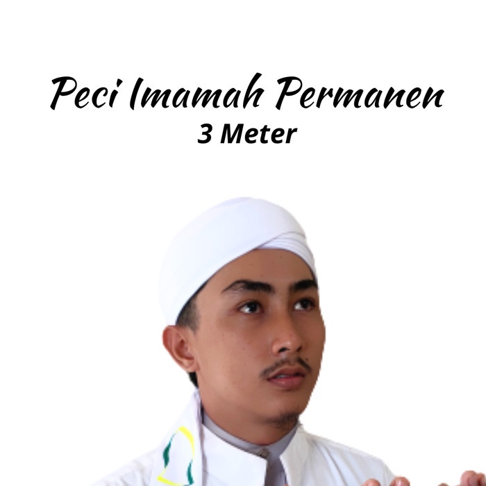 REDAY Peci Imamah Permanen Siap Pakai Peci Imamah Panjang 3 Meter Sorban Rid - Putih, 2 TERLENGKAP