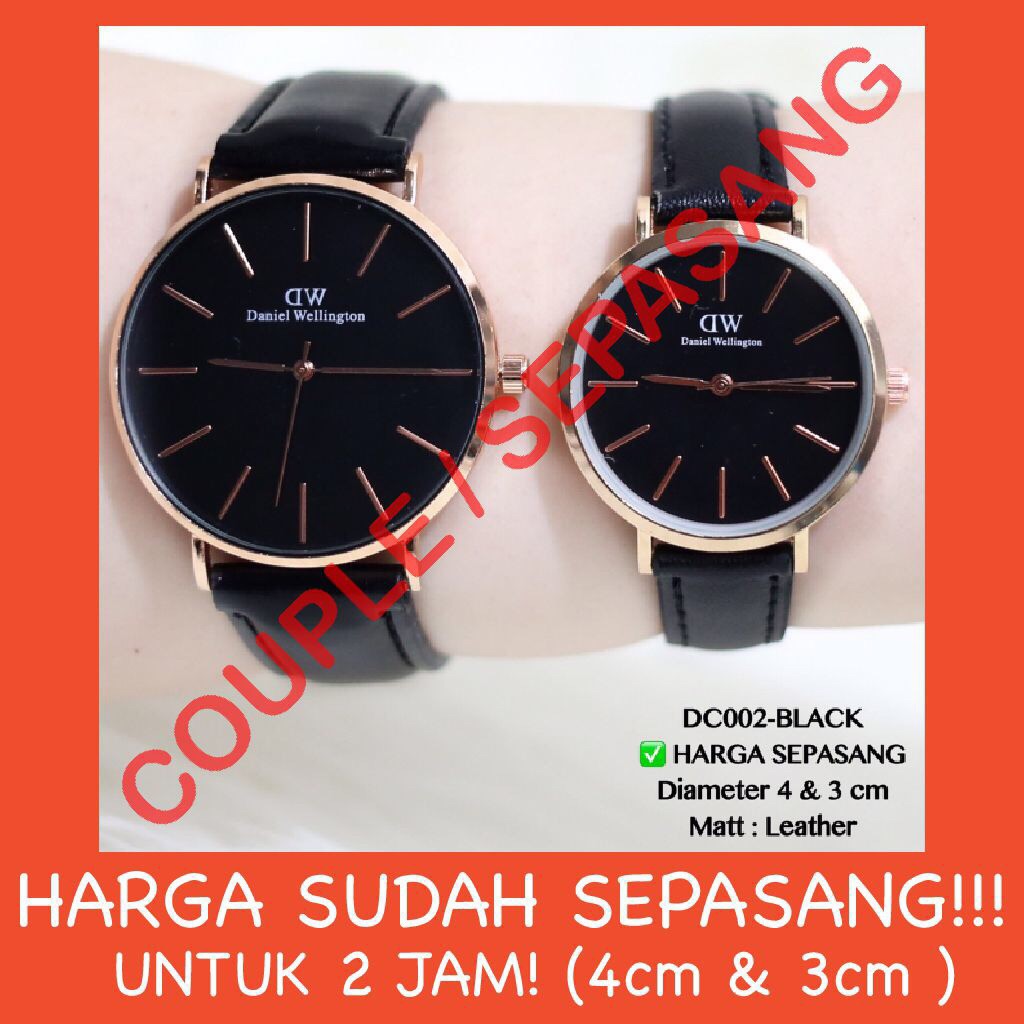 Jam tangan COUPLE tali kulit leather grosir ecer termurah free baterai cadangan DC025 DC002 DC003