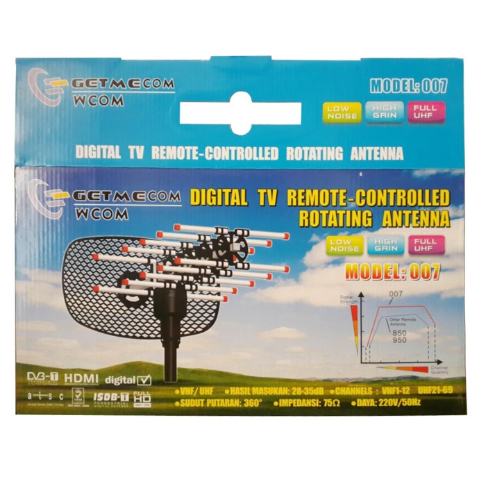 NEW Antena Gerak TV UHF VHF Outdoor Digital Remote Control Putar Getmecom