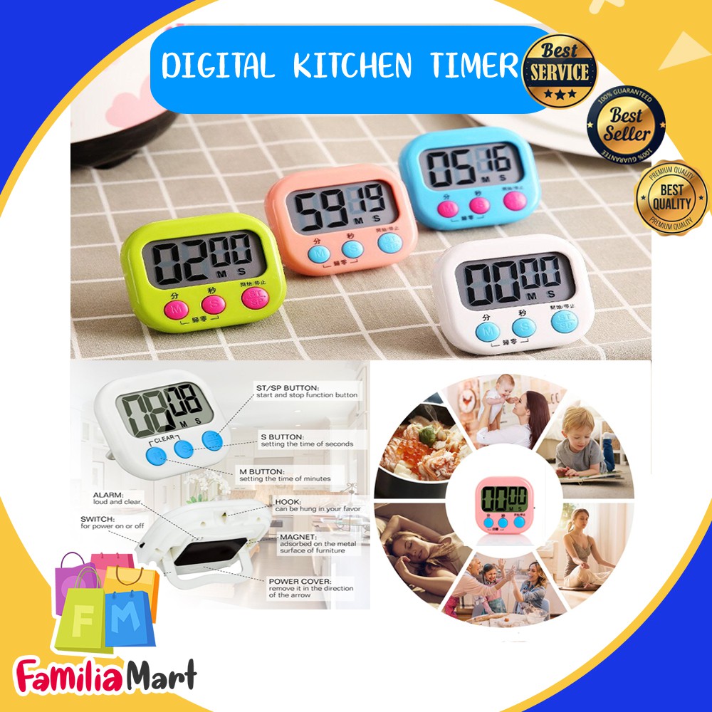 Digital Kitchen Timer Masak Magnet JAM ALARM STOPWATCH Dapur Masak