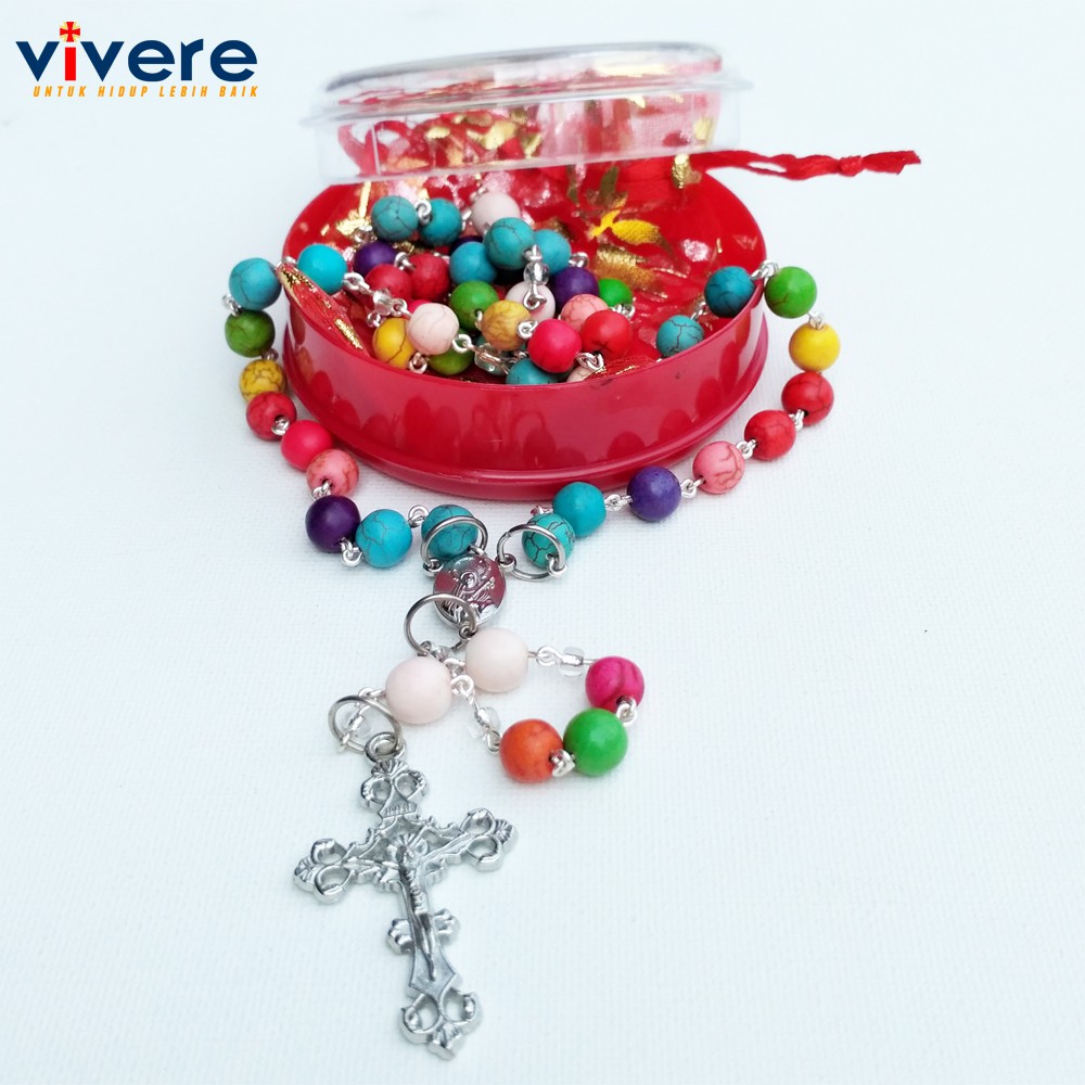 Rosario Batu Phyrus Warna Warni Bulat 8 mm