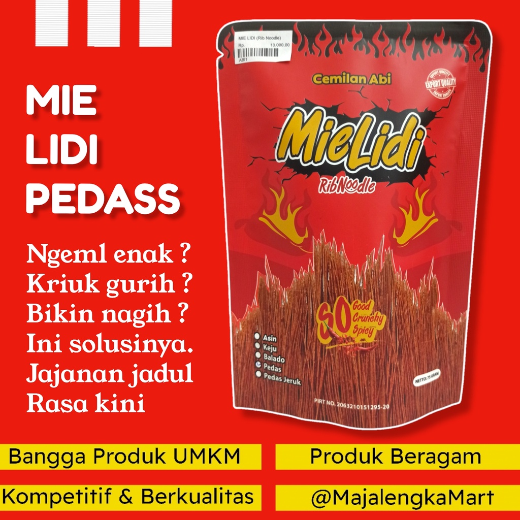 

Mie Lidi Pedas ABI, Mie Lidi Original Mie Lidi nostalgia Majalengka Mart