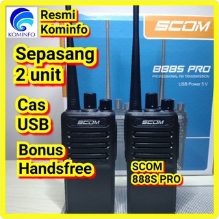 HT SCOM 888s PRO (1 box isi 2 HT) batterai 3000 mah Power 5 watt UHF resmi postel kominfo