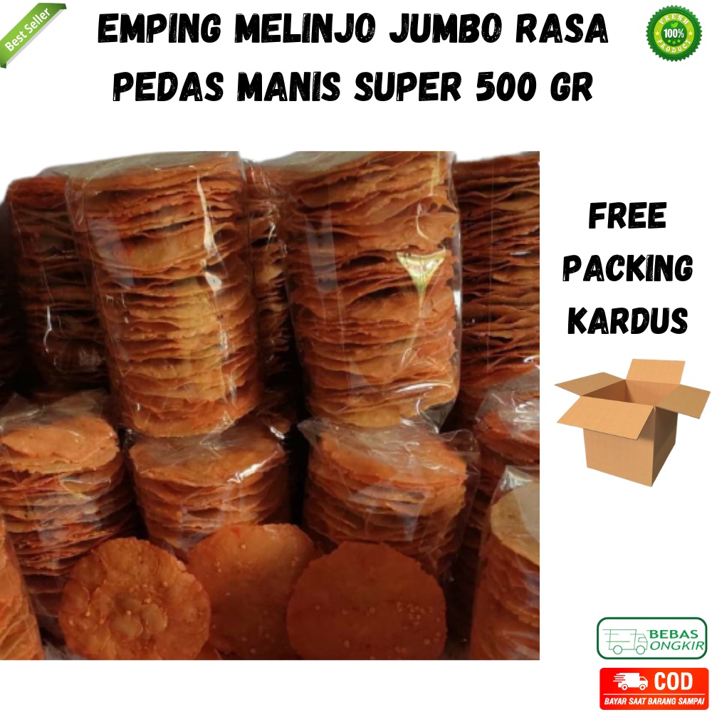 

EMPING MELINJO JUMBO RASA PEDAS MANIS ASLI PRODUKSI LIMPUNG 500 GR