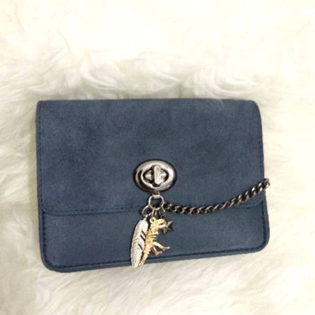 SWIGGER Metropolis [Navy / Biru Dongker] Tas Fashion wanita full Rantai impor import Simpel Kulit Fa