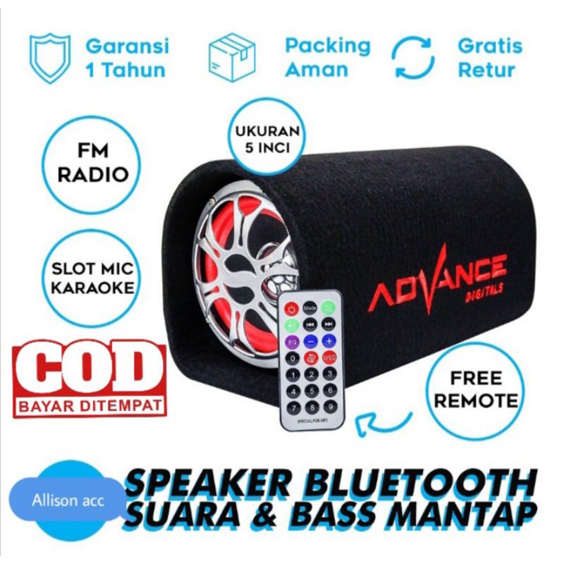 SPEAKER BLUETOOTH ADVANCE T101BT SPEAKER TABUNG MOBIL  MULTIMEDIA MUSIK BOX SUBWOFER KARAOKE