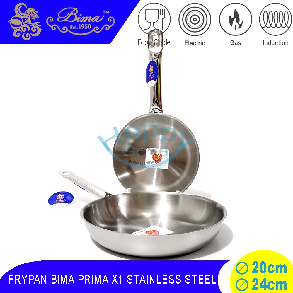 BIMA PRIMA X1 | HERITANCE CLASSIC | CHEFS 20-24CM FRYPAN/PANCI PENGGORENGAN STAINLESS STEEL SUS304