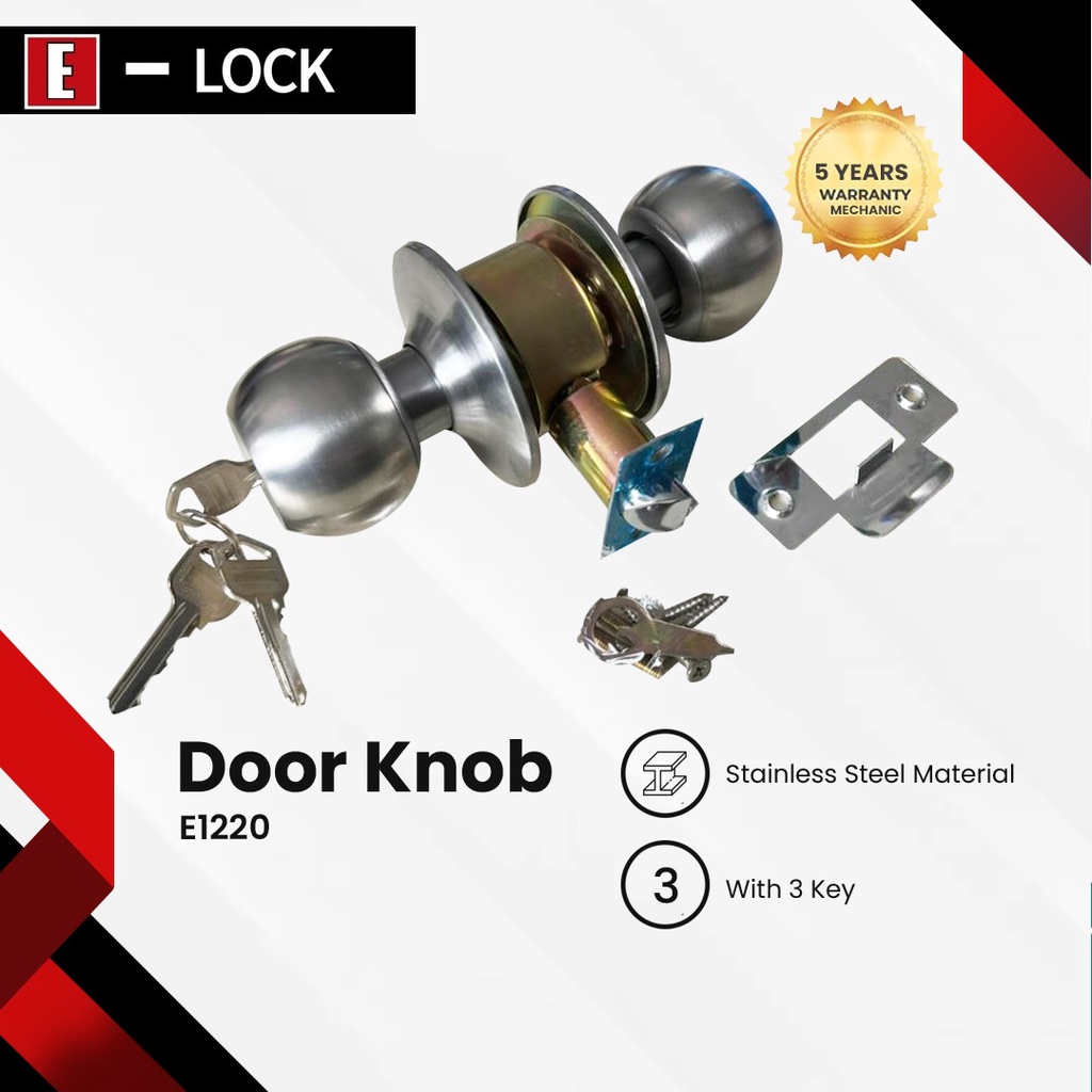 Enchanting kunci bulat kamar mandi Elock E1220 Stainless Steel