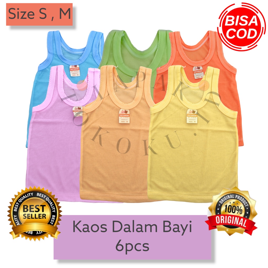 12pcs Kaos Dalam Anak Bayi Singlet Anak Bayi Warna-Warni (S, M) Singlet Bayi isi 6pcs Baju Dalam Bayi