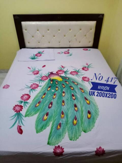 SPREI LUKIS BATIK MOTIF BUNGA HIJAU KUNING 180X200X30 200X200X30 180X200X20 200X200 120x200 160x200
