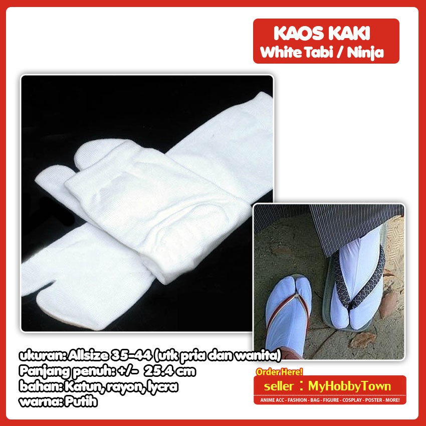 Tabi Kaos Kaki Jepang Geta Ninja Putih