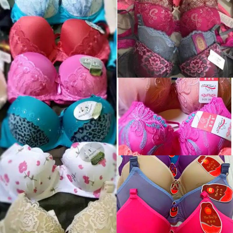 BRA MOTIF TANPA KAWAT / BH WANITA / CEWEK / EMAK/ DEWINYA UNDERWARE / 32 34 36 38 40 42