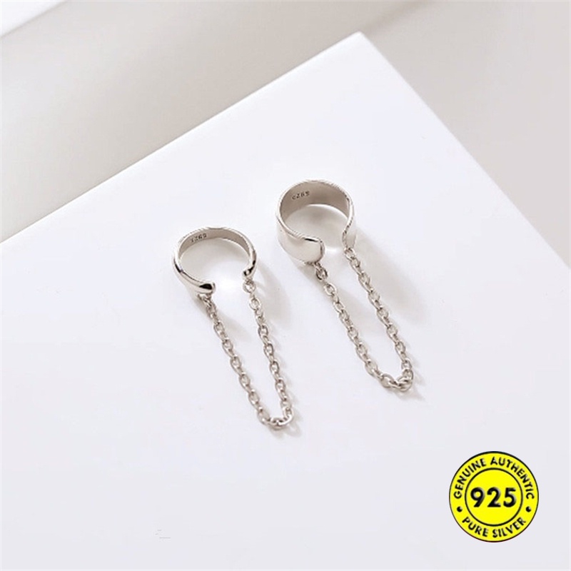 Anting Rantai Rumbai Tanpa Tindik Bahan S925 Silver Untuk Wanita