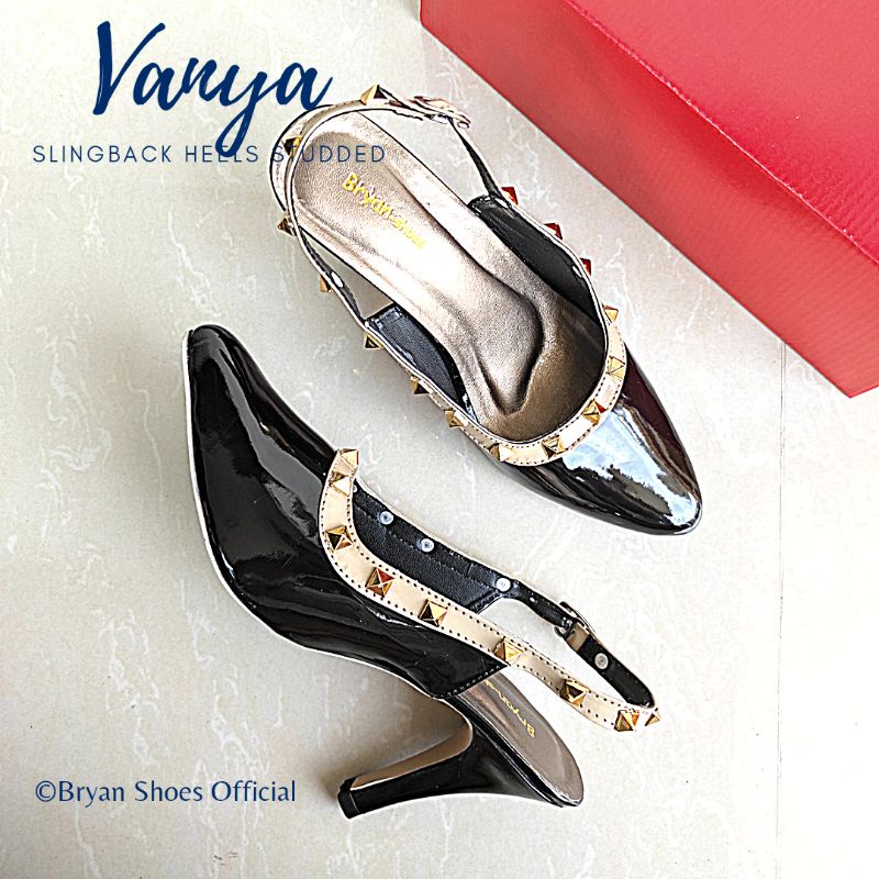 Bryan Vanya Heels Tali Slingback Pesta Rockstude 5cm 9cm Mules Jumbo Bigsize Oversize 36-40 41 42 43