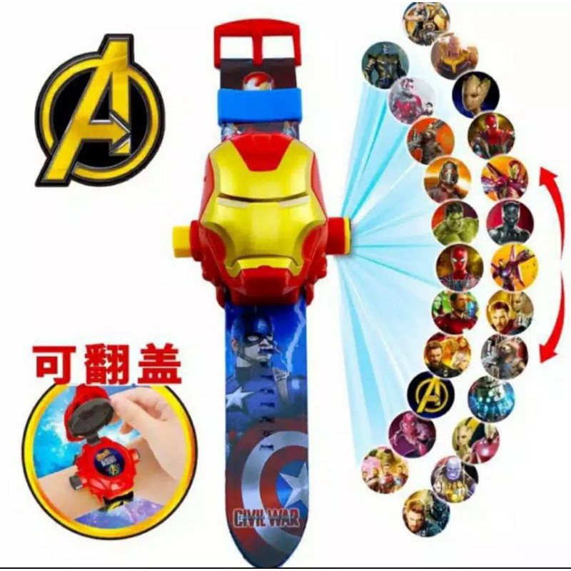 jam anak jam tangan anak laki-laki karakter avengers jam tangan anak proyektor