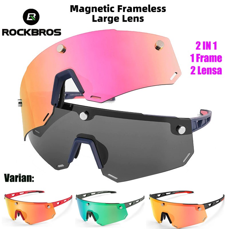 Rockbros 2 in 1 Kacamata Sepeda Sunglasses Polarized Magnetic Polaris