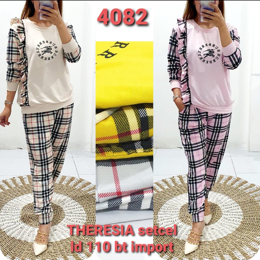 Setcel Theresia Jumbo Babyterry Halus LD 110 Motif Bur*berry 4082