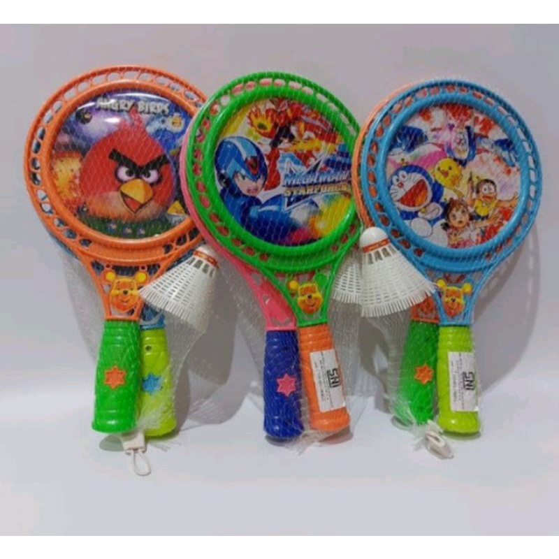 Mainan Anak Raket Plastik / Mainan Raket Badminton Karakter Mainan