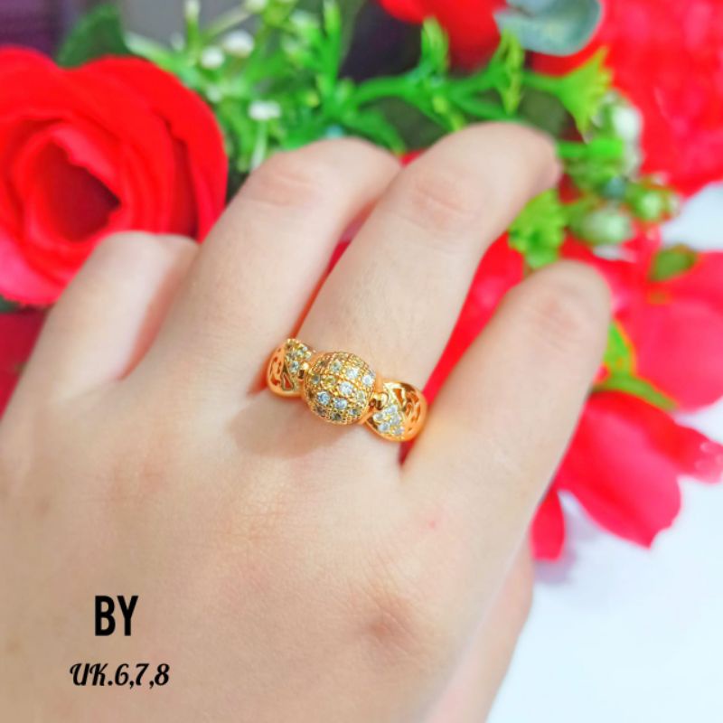 Cincin terkini model putar permata zircon,perhiasan emas wanita TIDAK karat || COD ||