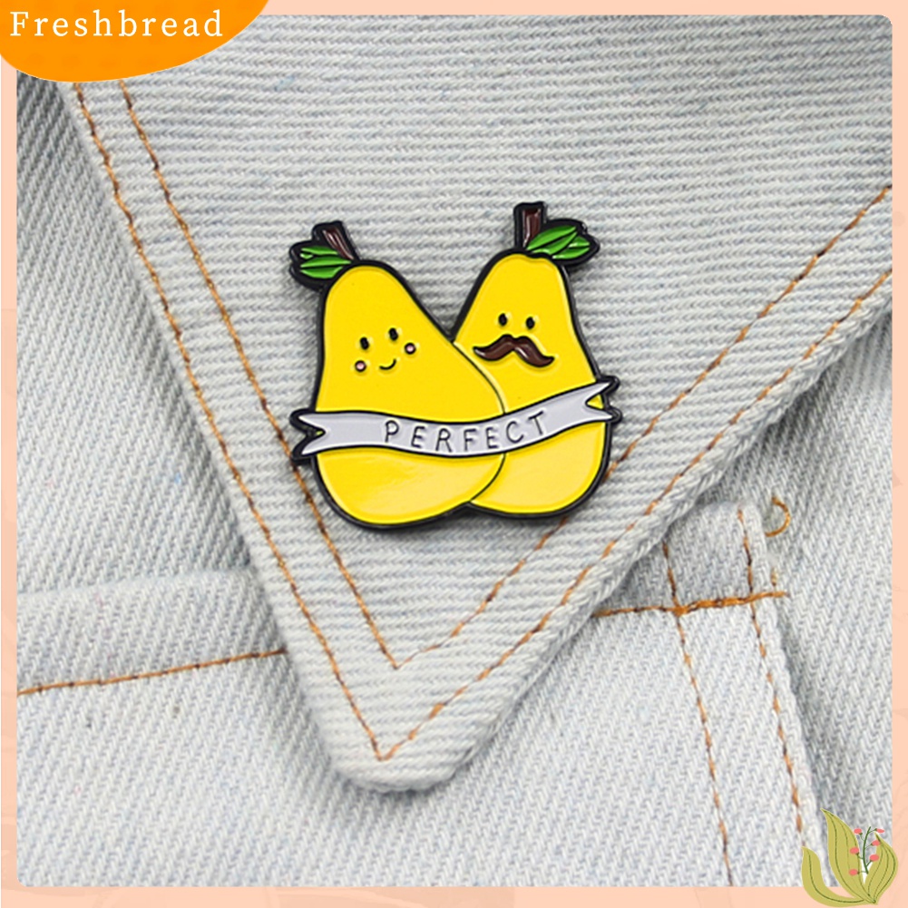 [ TERLARIS]Cartoon Double Pear English Letter Perfect Badge Collar Brooch Pin Clothes Decor