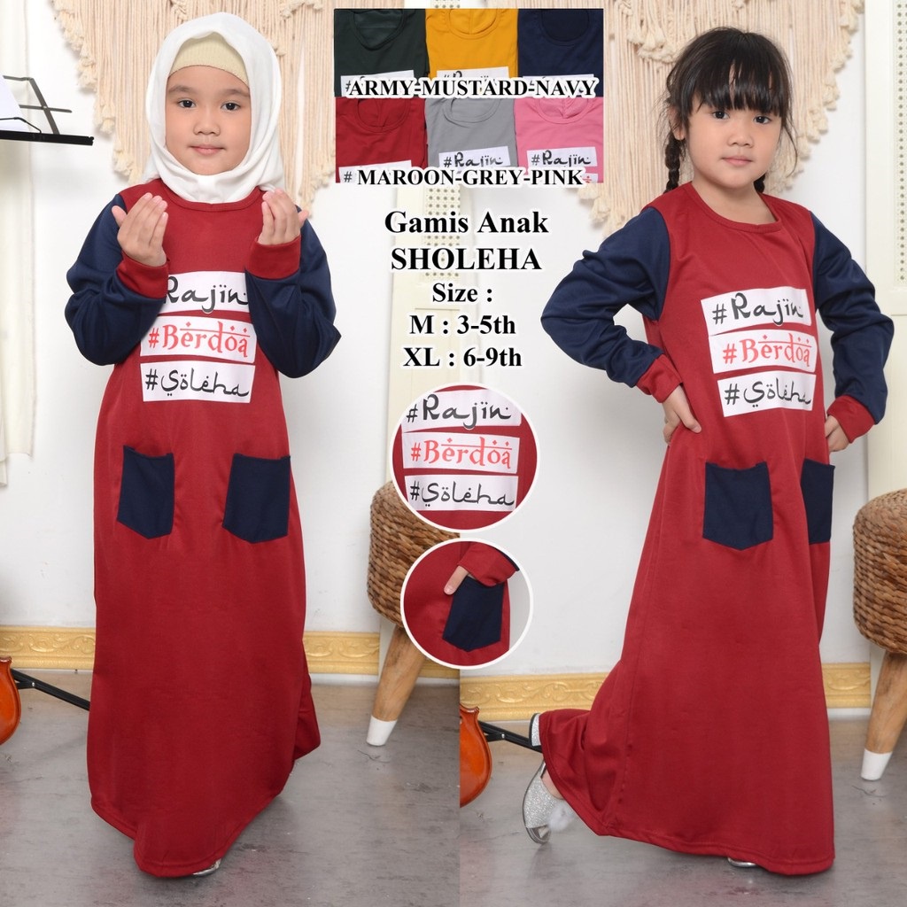 eriko_fashion - [Bisa Cod] GAMIS ANAK BERDOA - Gamis Anak Bahan Katun PE Kaos - Gamis Anak Perempuan