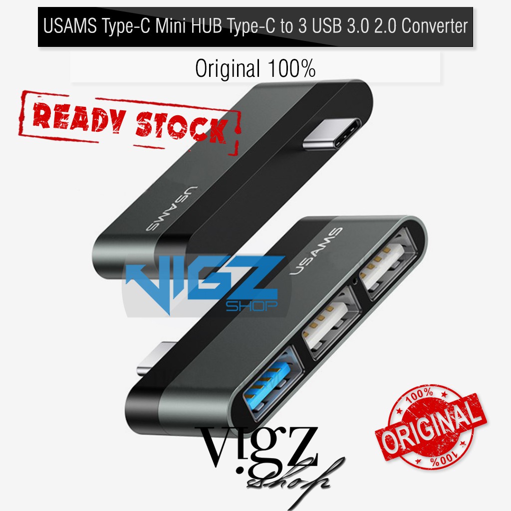 USAMS USB Type C Mini HUB Type-C to 3 USB 3.0 2.0 Converter Original