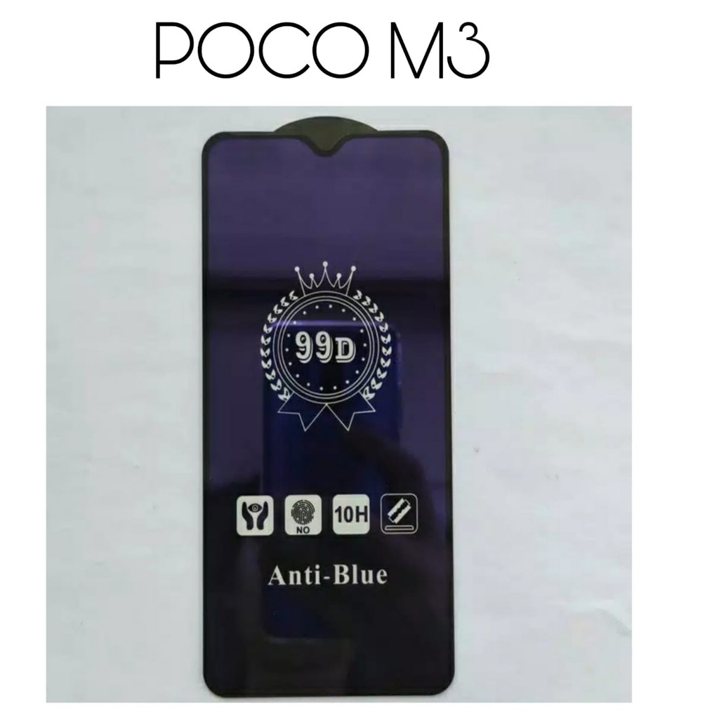 TEMPERED GLASS BLUE  POCO X3 GT/POCO M3/M3 PRO/POCO X3 ANTI BLUE/RADIASI FULL COVER HIGH QUALITY