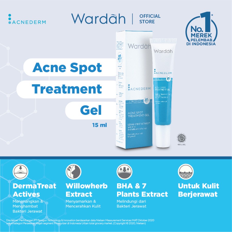 BEST SELLER!!! Wardah Acnederm Acne Spot Treatment Gel 15 ml - Totol Jerawat/Melawan Jerawat Di Kulit