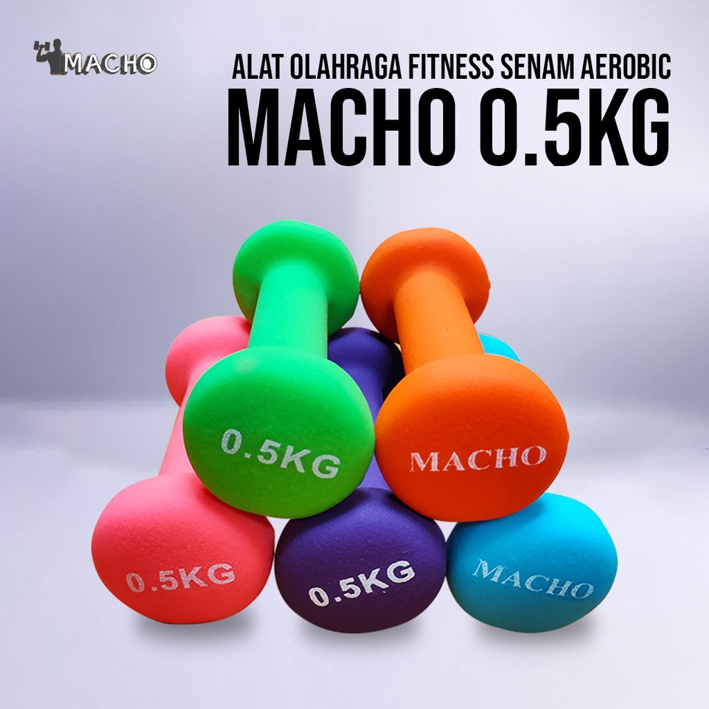 Dumble Barbell Dumbel Fitness Senam Gym Neoprene Anti Slip Macho 0.5kg