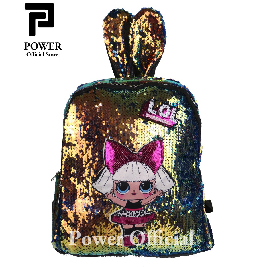 Tas Sekolah TK-SD Anak Perempuan Tas Sequin LOL-Unicorn Mata Lampu Ransel Sekolah Anak Cewek 1422