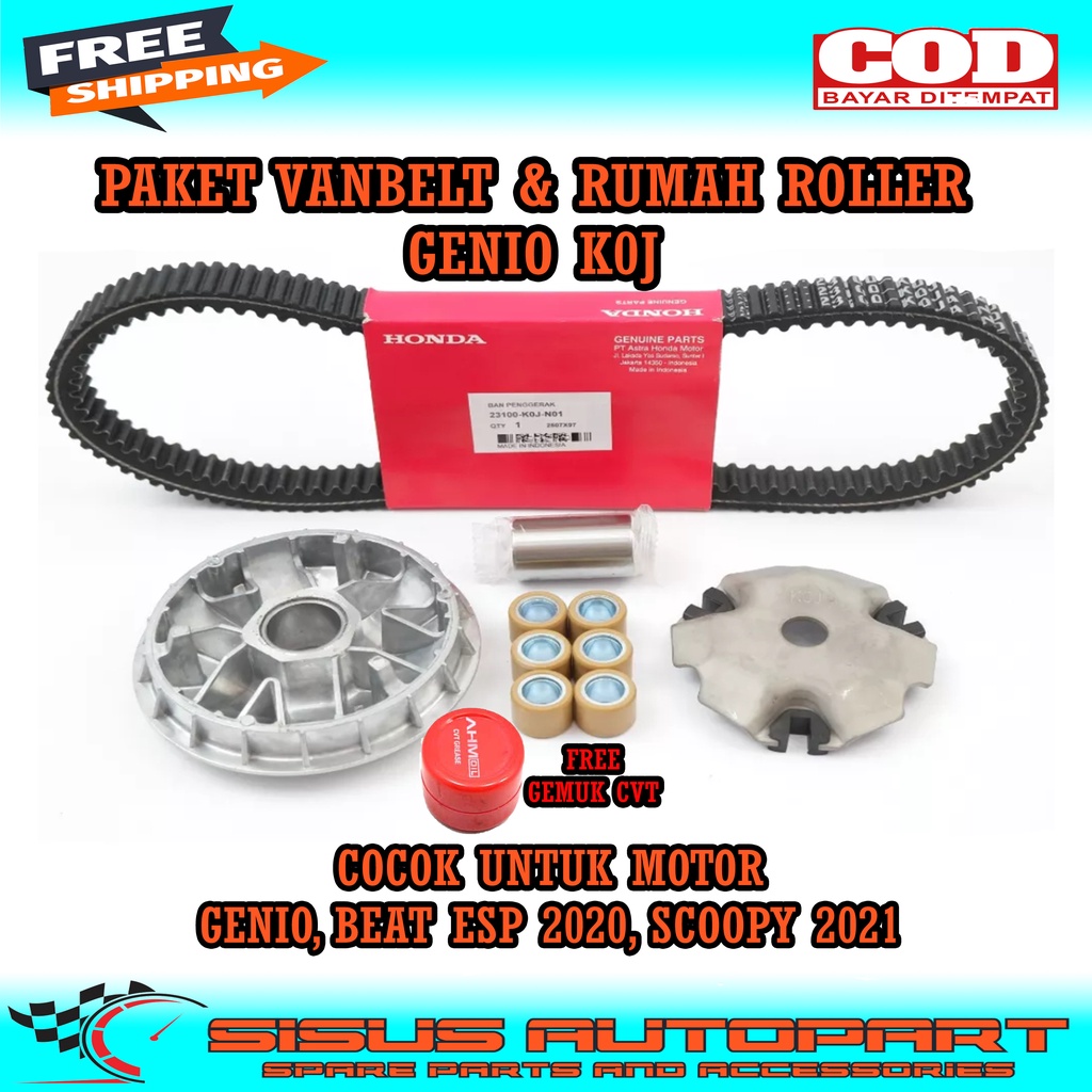 PAKET VANBELT DAN RUMAH ROLLER ASSY GENIO BEAT NEW 2020 SCOOPY ESP 2021 / VBELT GENIO RUMAH ROLLER GENIO / PAKET CVT GENIO K0J