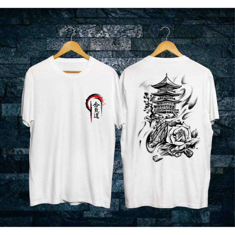 KAOS SAMURAI PAGODA WHITE/KAOS JEPANG TERNEW/KAOS KEKINIAN MURAH